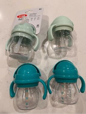 Oxo Tot Transitions 6 oz Straw Cups with Removable Handles, lot of 4
